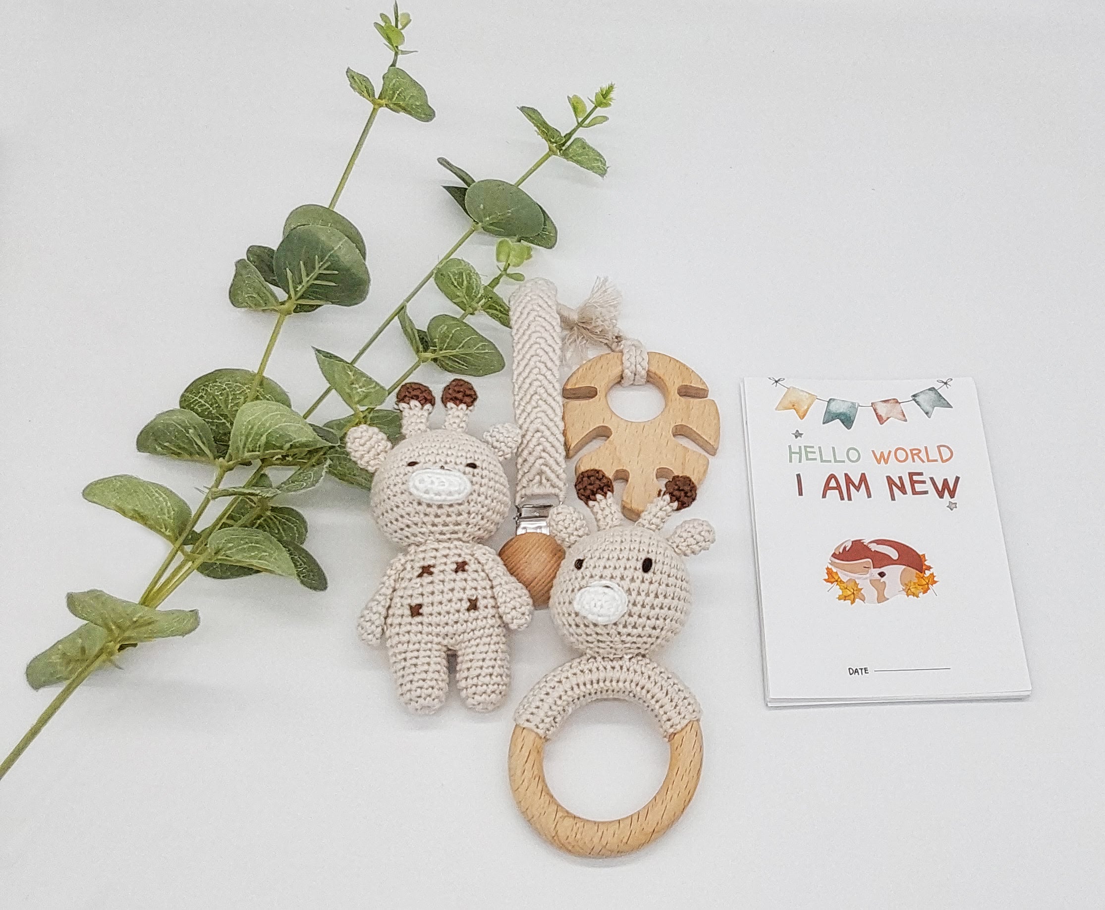 Handmade Crochet Giraffe Baby Gift Set